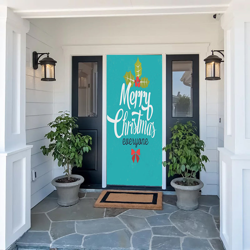 DoorFoto Door Cover Turquoise Christmas
