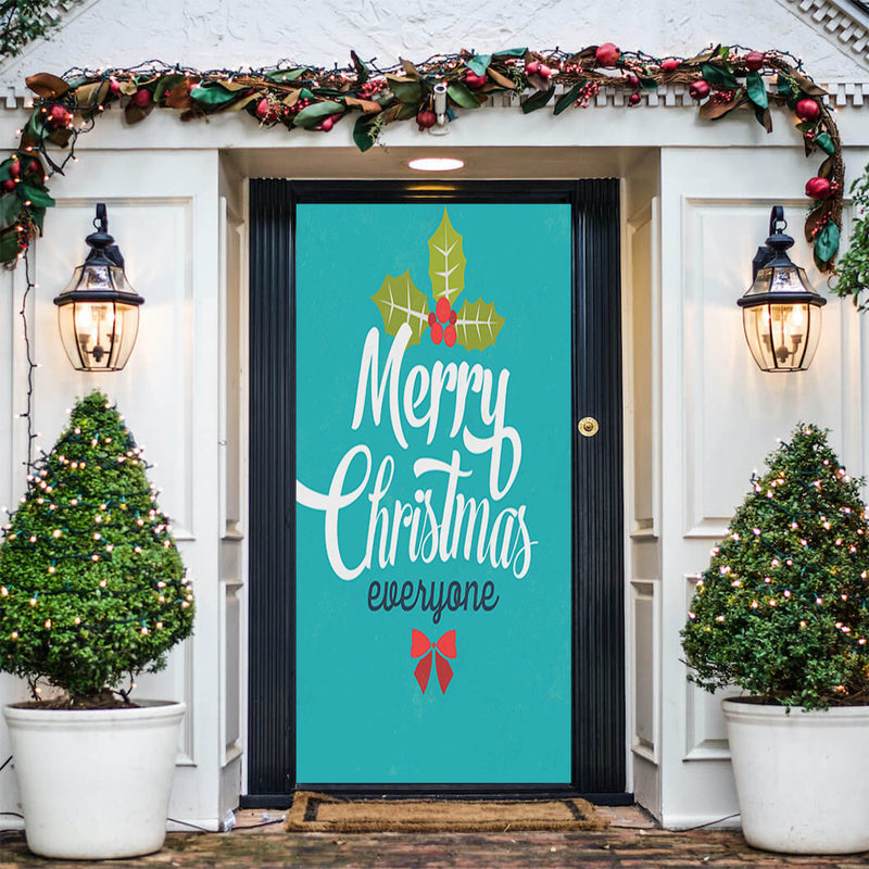 DoorFoto Door Cover Turquoise Christmas