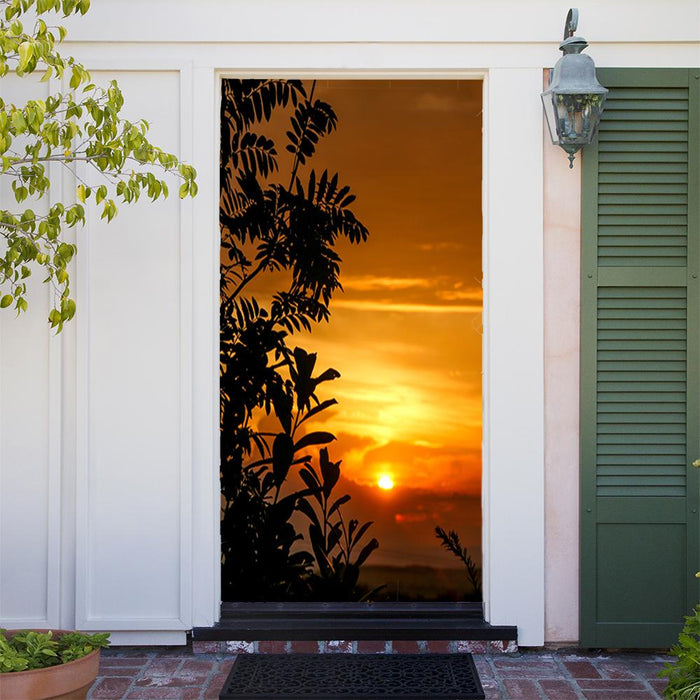 DoorFoto Door Cover Palms Sunset