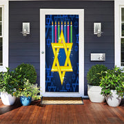 DoorFoto DoorWrap Star of David & Menorah Candles