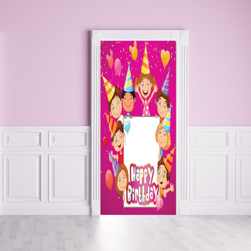 DoorFoto Door Cover Customizable - Happy Birthday Kids Celebrating