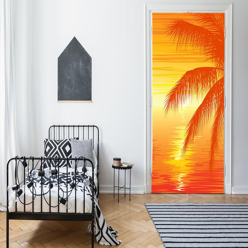 DoorFoto Door Cover Palm Tree on Beach