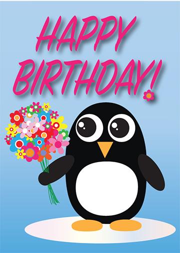 DoorFoto Door Cover Happy Birthday Penguin with Balloons