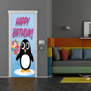 DoorFoto Door Cover Happy Birthday Penguin with Balloons