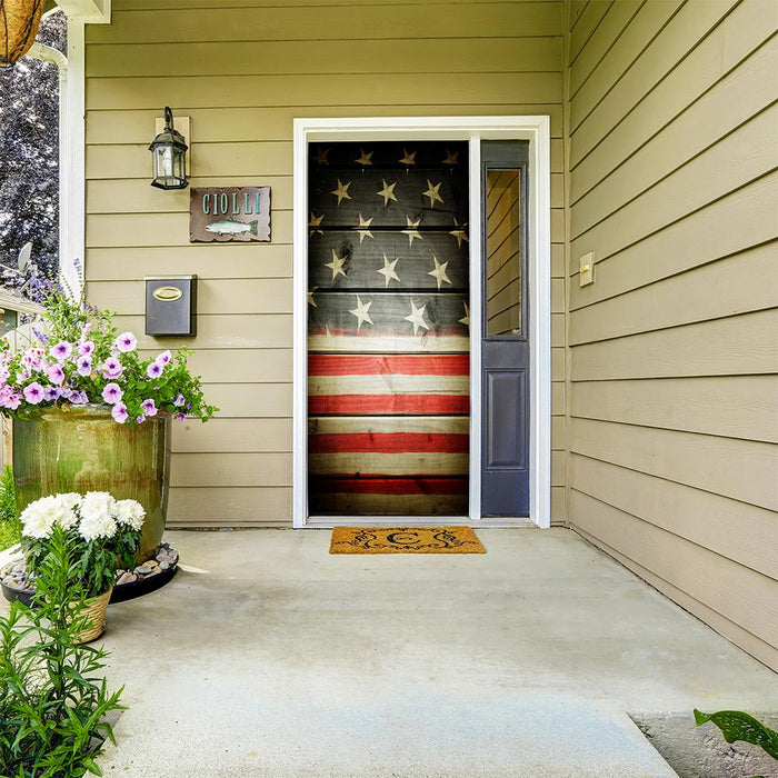 DoorFoto Door Cover American Flag on Wood Grain