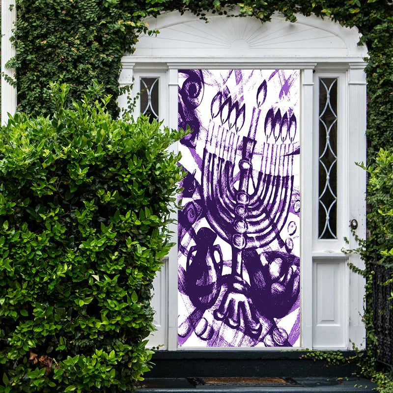 DoorFoto Door Cover Artistic Menorah Candles