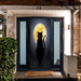 DoorFoto Door Cover Black Cat with Full Moon