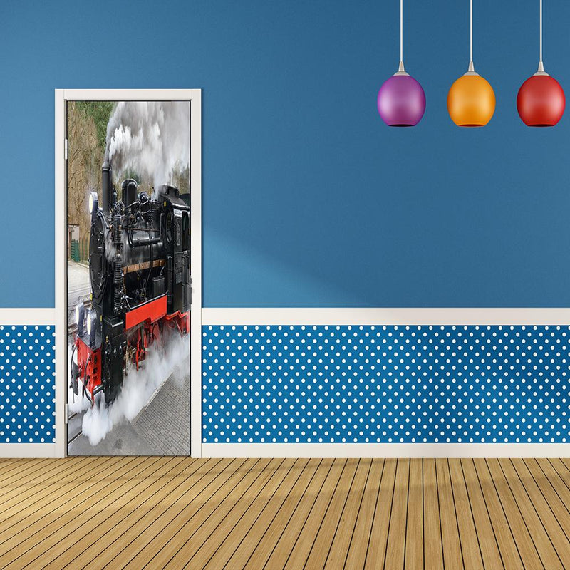 DoorFoto Door Cover Train Bedroom Decor