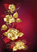 DoorFoto Door Cover Golden Roses Red Background