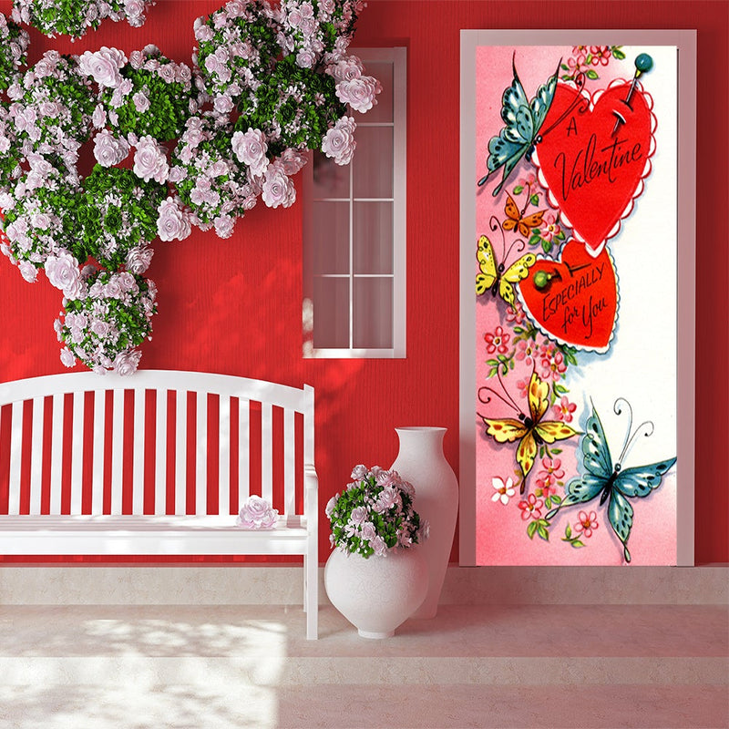 DoorFoto Door Cover Valentine Butterflies