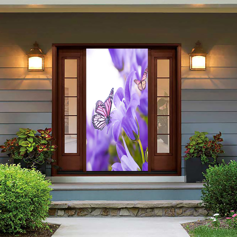 DoorFoto Door Cover Purple Butterfly