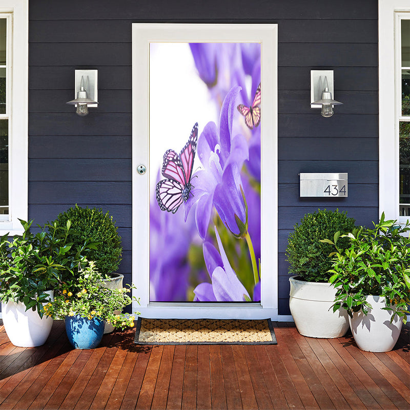 DoorFoto Door Cover Purple Butterfly