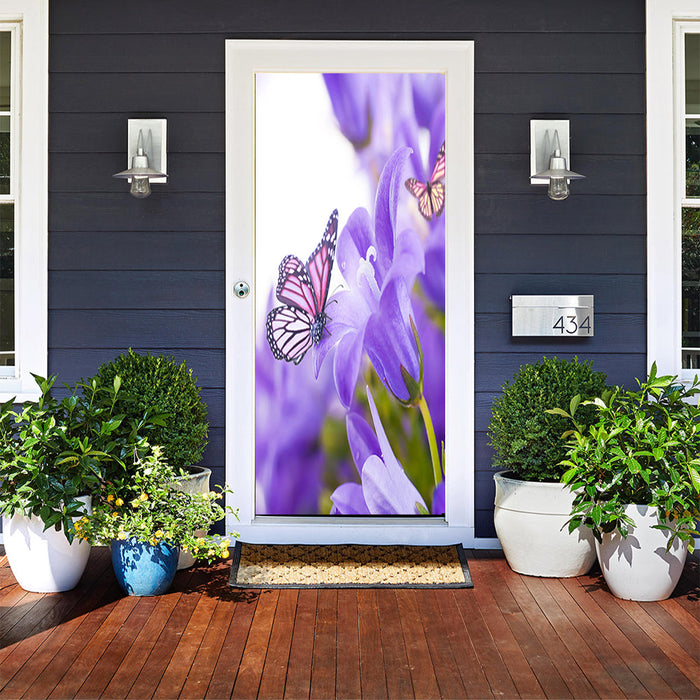 DoorFoto Door Cover Purple Butterfly