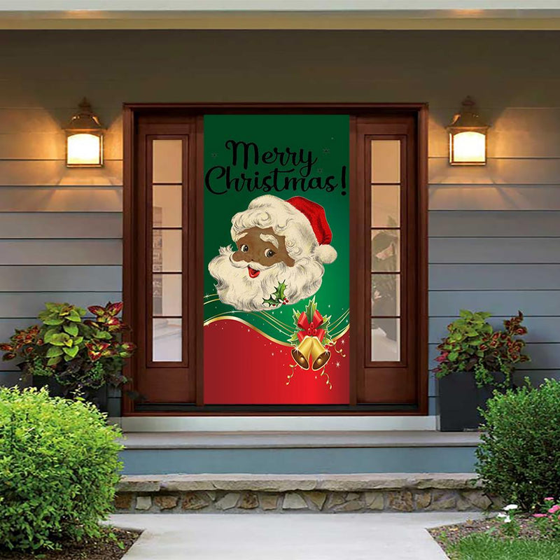DoorFoto Door Cover Black Santa