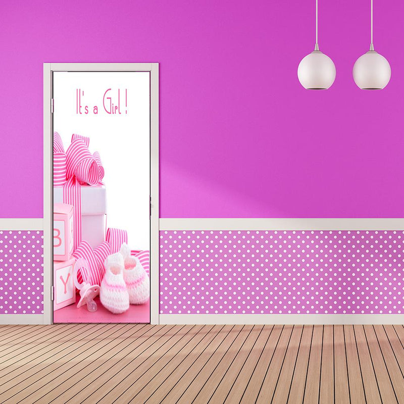 DoorFoto Door Cover It's a Girl Pink Baby Shoes