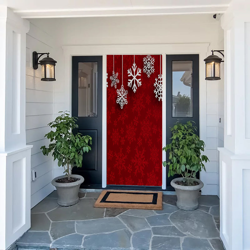 DoorFoto Door Cover Hanging Snowflakes