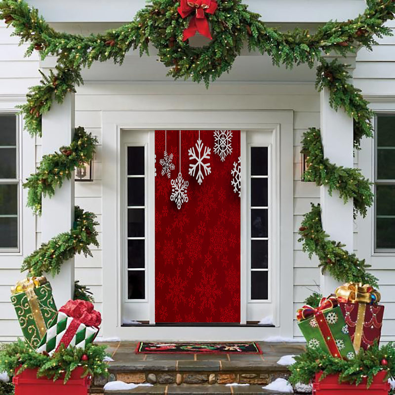 DoorFoto Door Cover Hanging Snowflakes