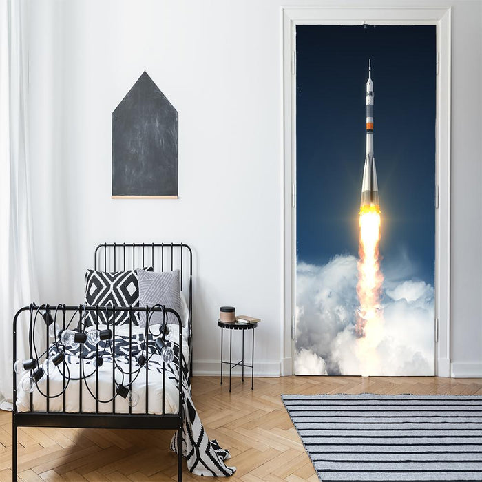 DoorFoto Door Cover Rocket Ship Bedroom