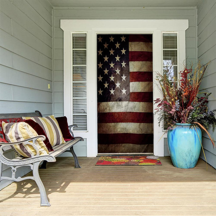 DoorFoto Door Cover Sepia American Flag