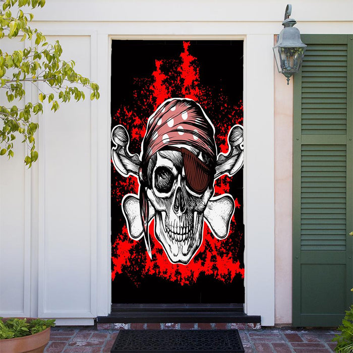 Pirate Party Decor  Fiery Skull & Crossbones Door Cover