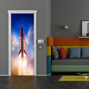 DoorFoto Door Cover Rocket Ship Decor