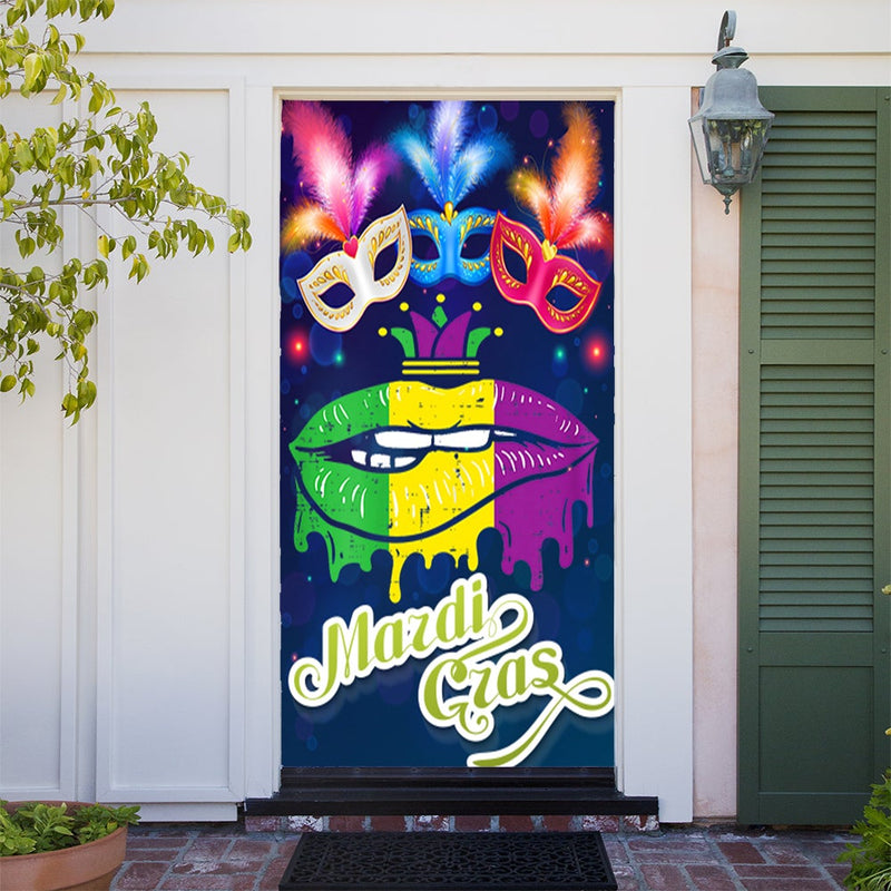 DoorFoto Door Cover Mardi Gras Lips