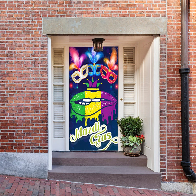 DoorFoto Door Cover Mardi Gras Lips