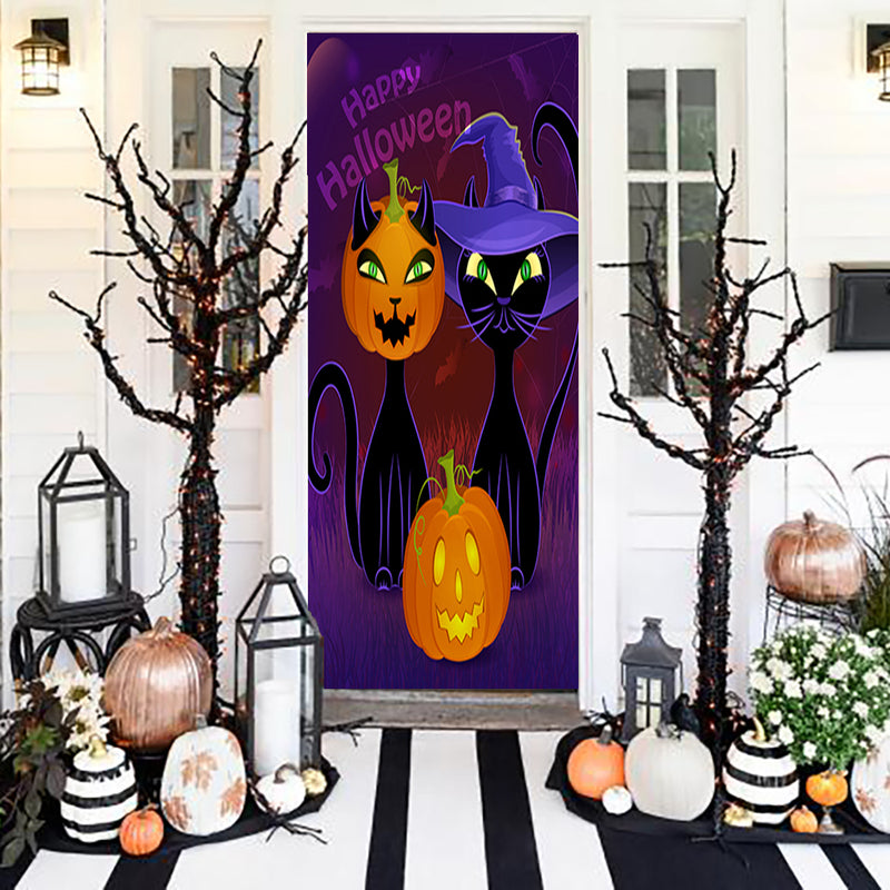 DoorFoto Door Cover Halloween Kitty