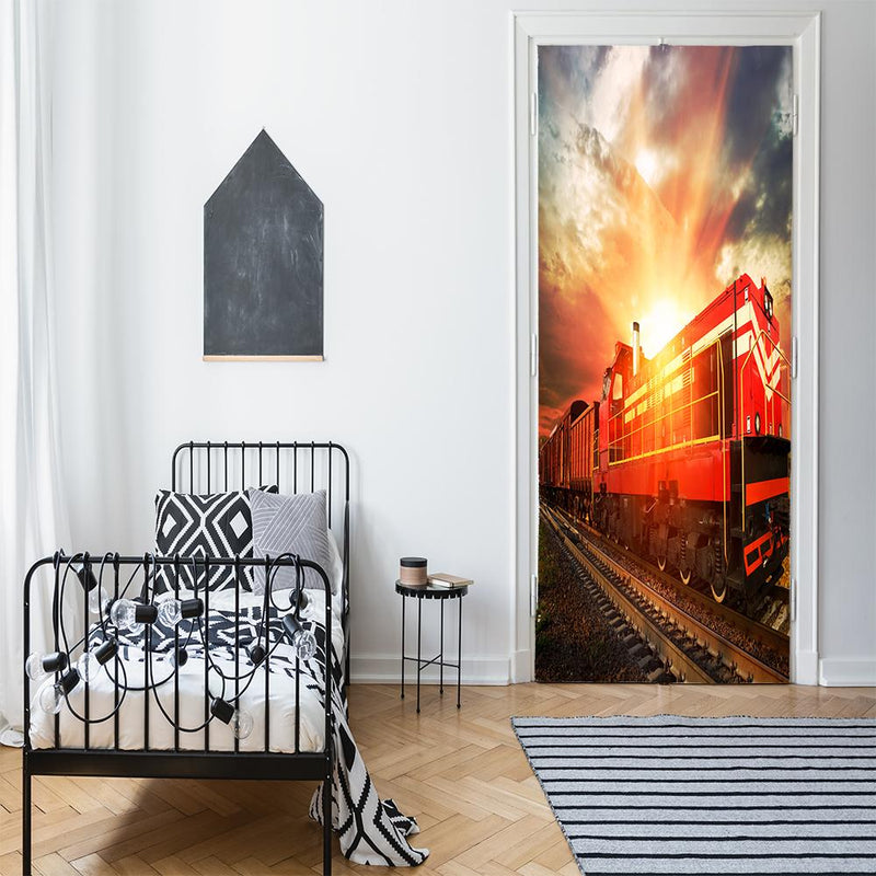 DoorFoto Door Cover Train Birthday Banner