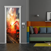 DoorFoto Door Cover Train Birthday Banner