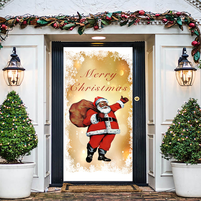 DoorFoto Door Cover Black Santa Door Cover