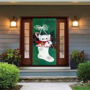 DoorFoto Door Cover Christmas Kitty