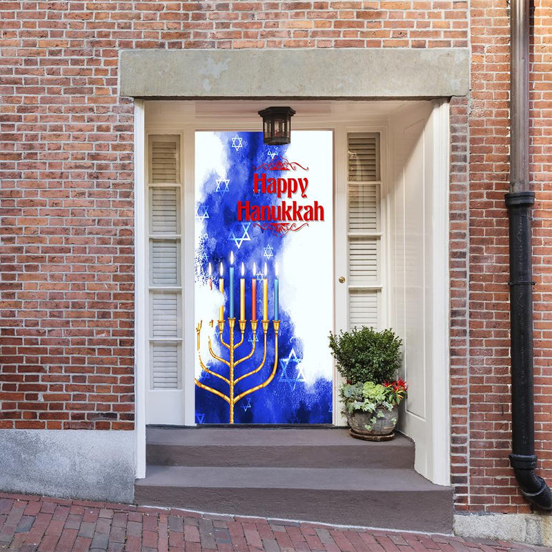 DoorFoto Door Cover Menorah Decorations