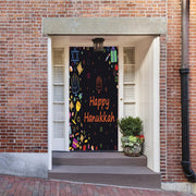 DoorFoto Door Cover Happy Hanukkah Black Background