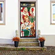 DoorFoto Door Cover Vintage Santa & Girl