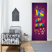 DoorFoto Door Cover Happy Birthday Purple Background