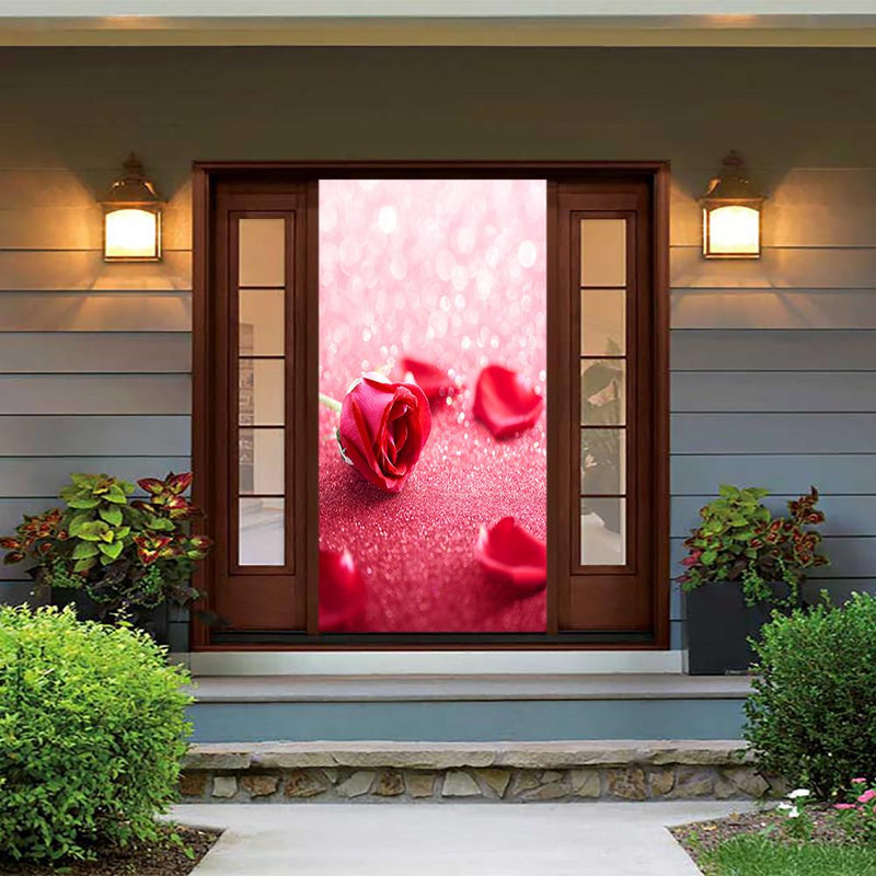 DoorFoto Door Cover Red Rose Petals