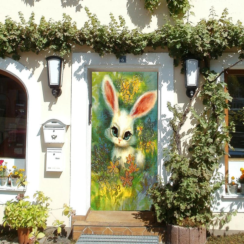 DoorFoto Door Cover Bunny Garden