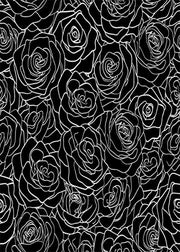 DoorFoto Door Cover Black and White Rose Pattern