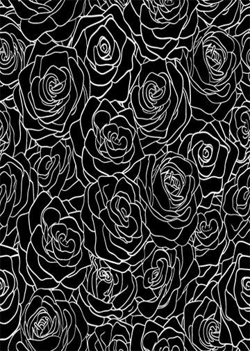 DoorFoto Door Cover Black and White Rose Pattern