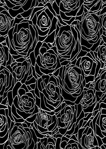 DoorFoto Door Cover Black and White Rose Pattern