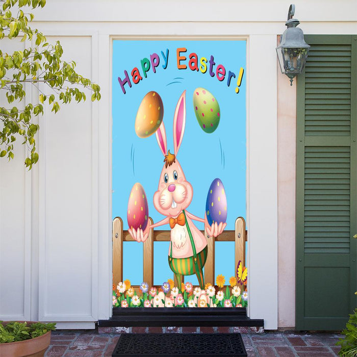DoorFoto Door Cover Easter Bunny Decorations