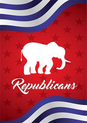DoorFoto Door Cover Red, White & Bue Republican Elephant