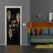 DoorFoto Door Cover Customizable - Happy Birthday with Gold Balloons