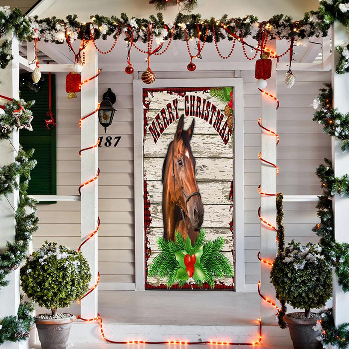 DoorFoto Door Cover Christmas Horse