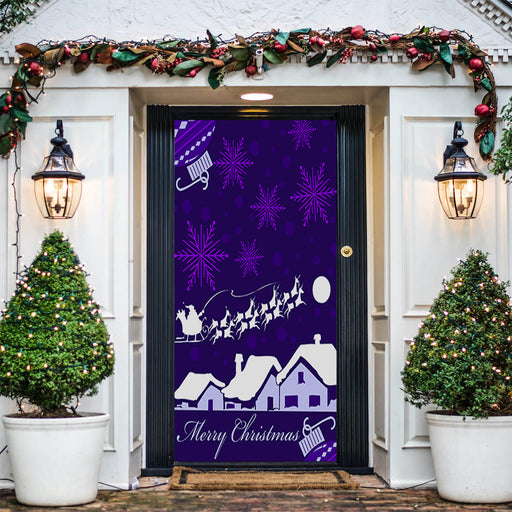DoorFoto Door Cover Purple Christmas