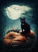 DoorFoto Door Cover Black Cat on Pumpkins
