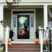 DoorFoto Door Cover Black Cat on Pumpkins
