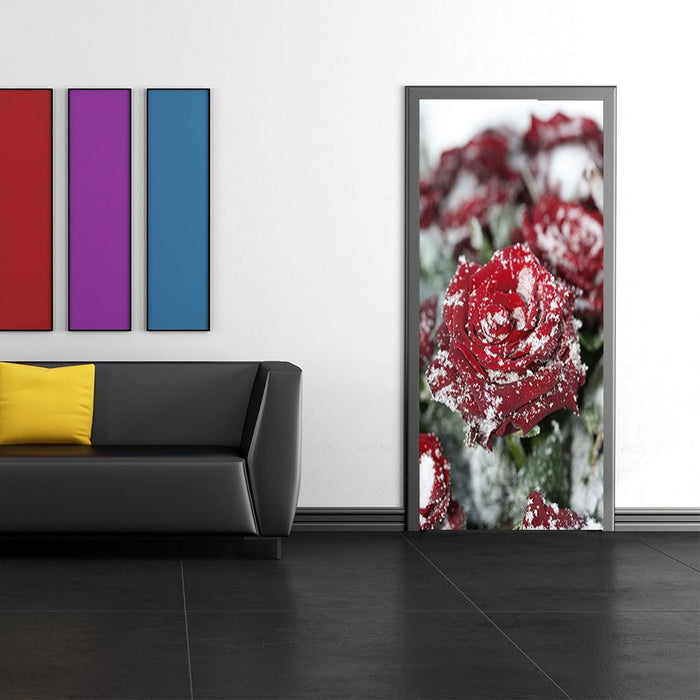 Snowy Rose Door Cover From $49.99 USD - DoorFoto™