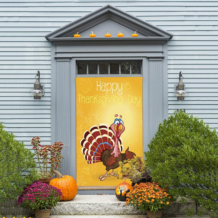 DoorFoto Door Cover Thanksgiving Turkey Cartoon